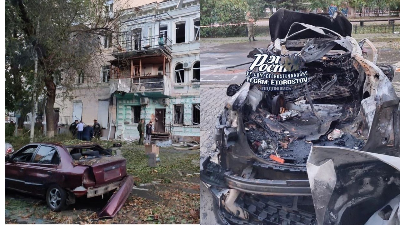Машины превратились в груду металла после взрыва в центре Ростова ночью 7 сентября