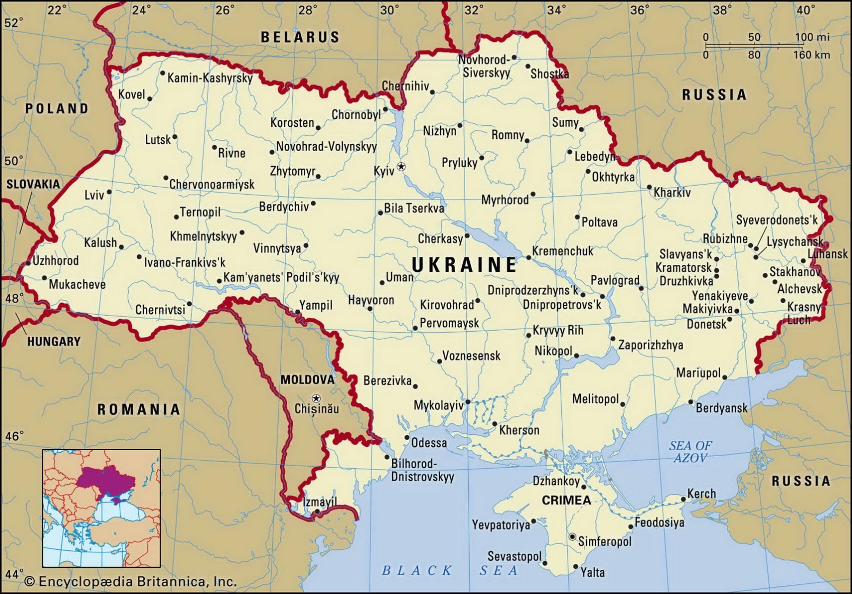 Карта Украины до 2014 года