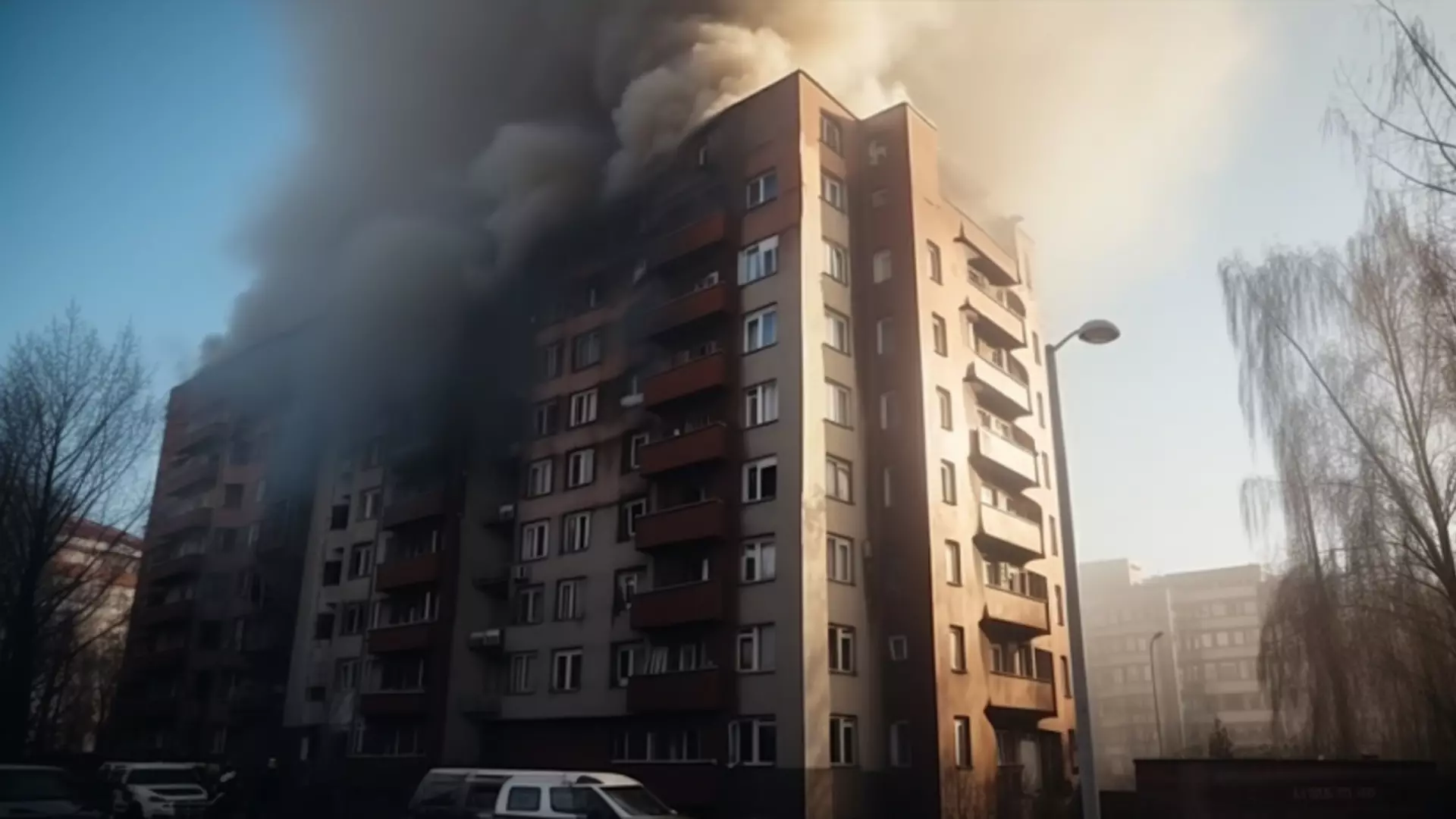 Крыша многоэтажки загорелась в Таганроге после массовой атаки беспилотников